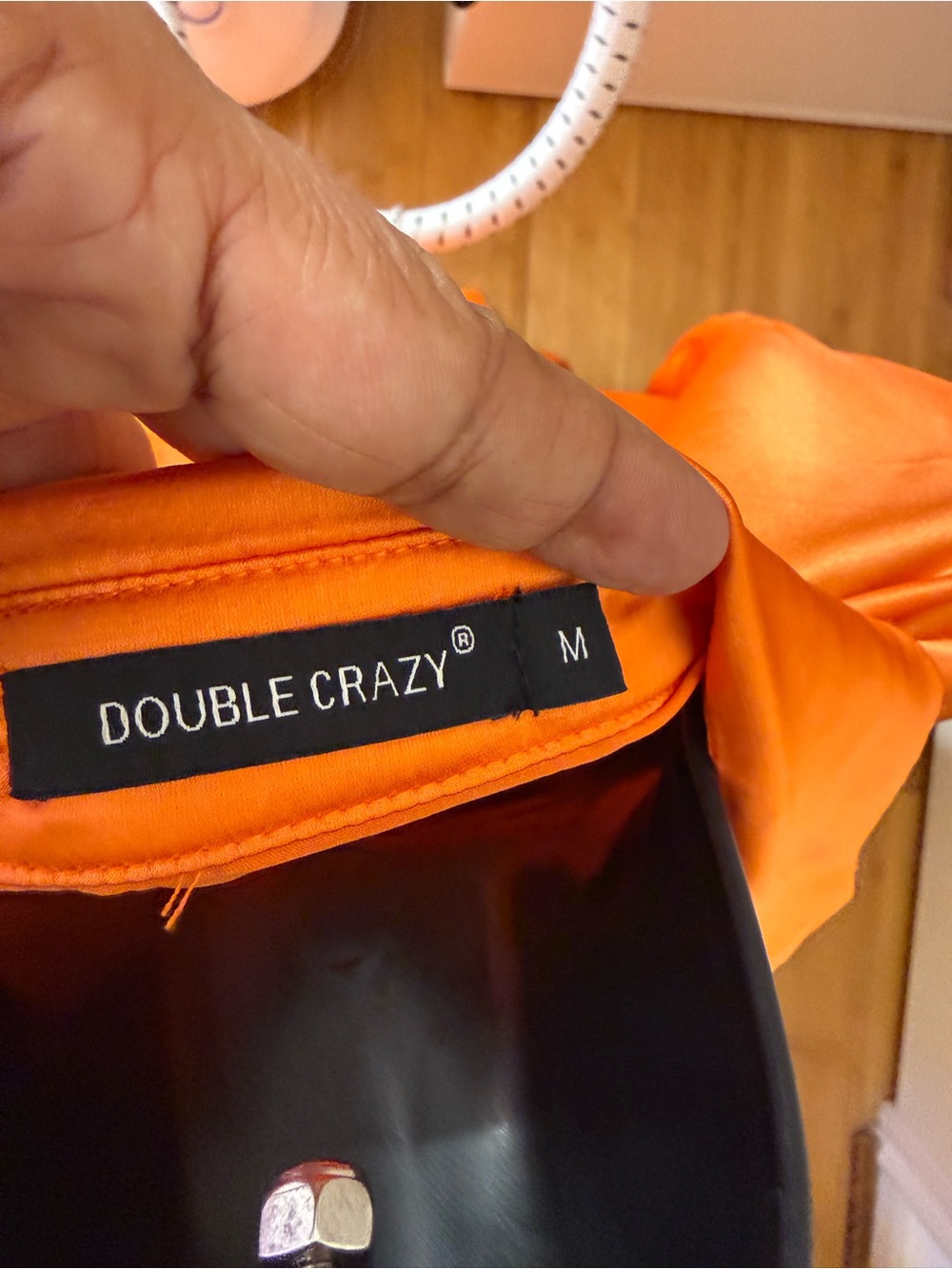 Women's Orange Tie-Front Shirt Dress - Picture 4 of 4